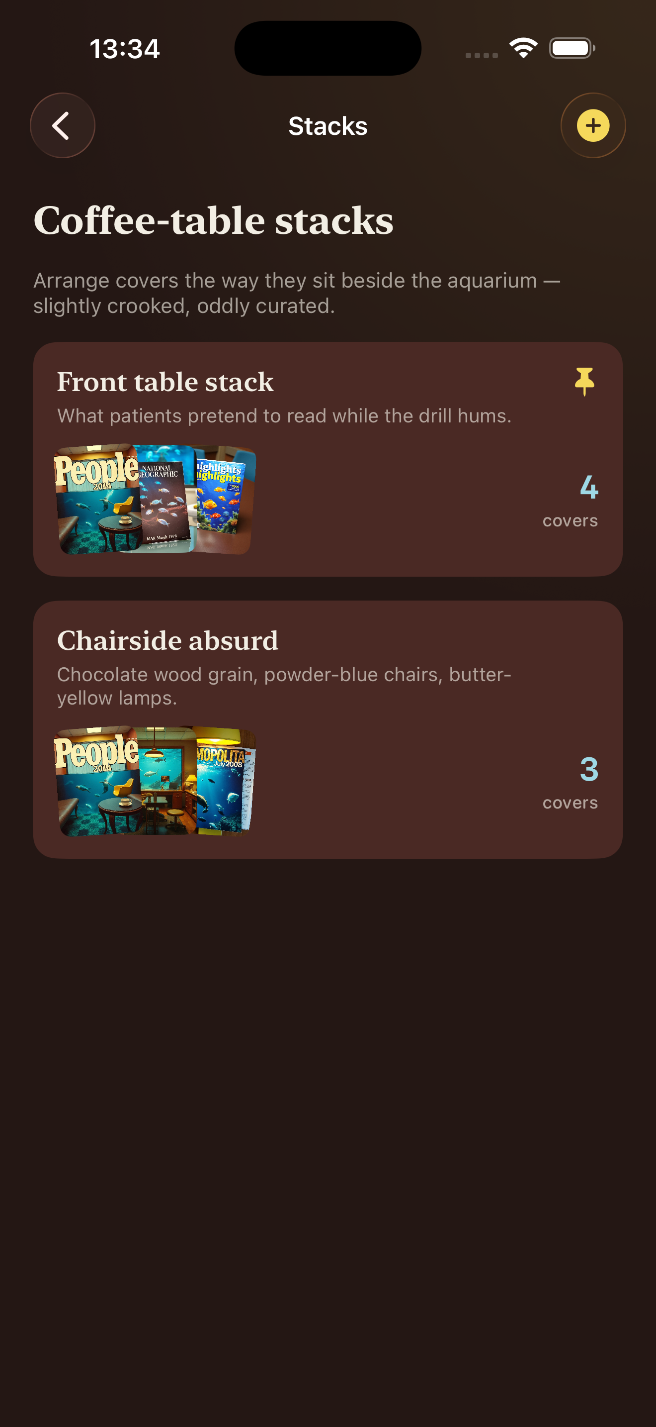 Table stacks with clinic chips and search